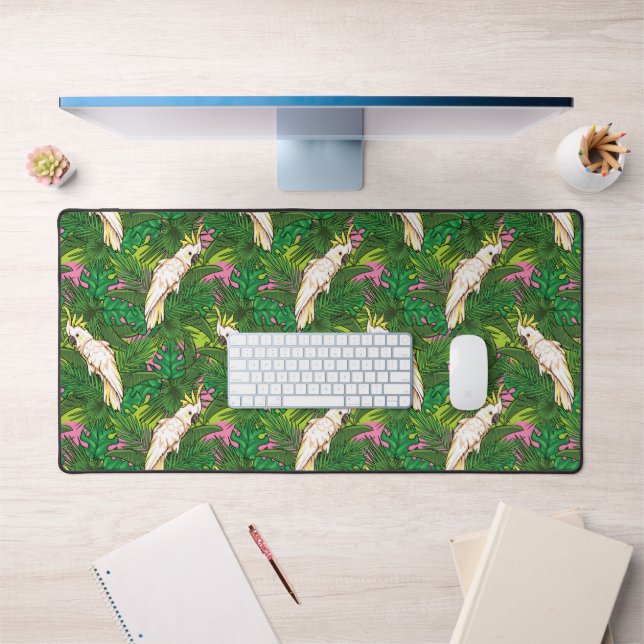 Parrot Pattern With Palm Leaves Desk Mat (Office 1)