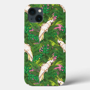 Parrot Pattern With Palm Leaves iPhone 13 Case