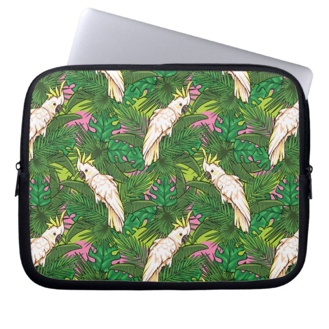 Parrot Pattern With Palm Leaves Laptop Sleeve (Front)