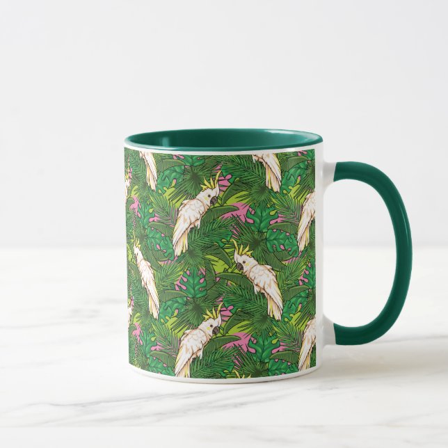 Parrot Pattern With Palm Leaves Mug (Right)