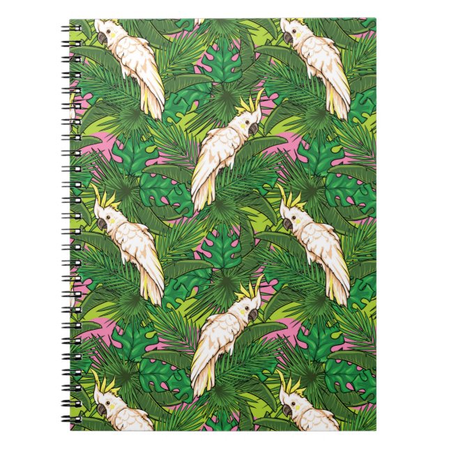 Parrot Pattern With Palm Leaves Notebook (Front)