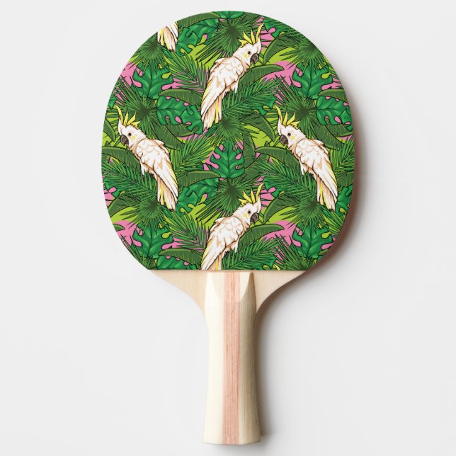 Parrot Pattern With Palm Leaves Ping Pong Paddle (Front)