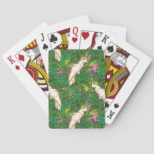 Parrot Pattern With Palm Leaves Playing Cards (Back)