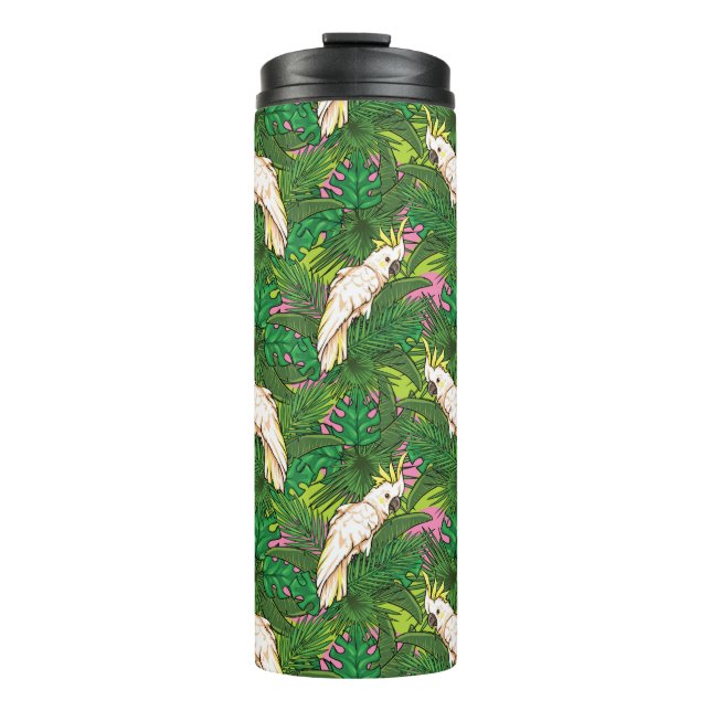 Parrot Pattern With Palm Leaves Thermal Tumbler (Front)