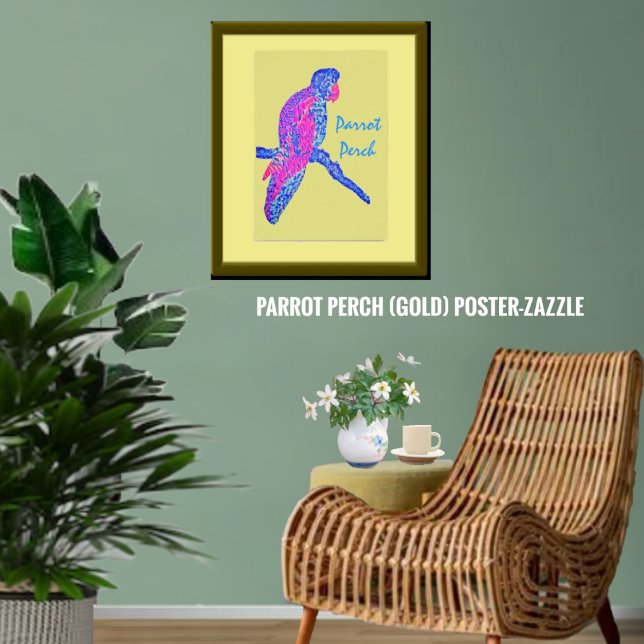 Parrot Perch Poster (Yellow-Gold Background) (Creator Uploaded)