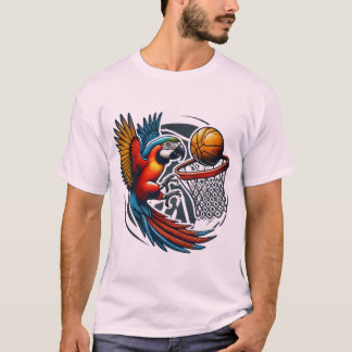 Parrot Playing Basketball Hobby Sports Birds T-Shirt