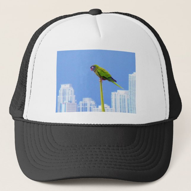 ~Parrot~ POP ART HAT, BLUE Trucker Hat (Front)