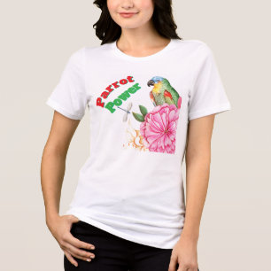 Parrot Power Women’s T-Shirt with Colourful Parrot Tri-Blend Shirt