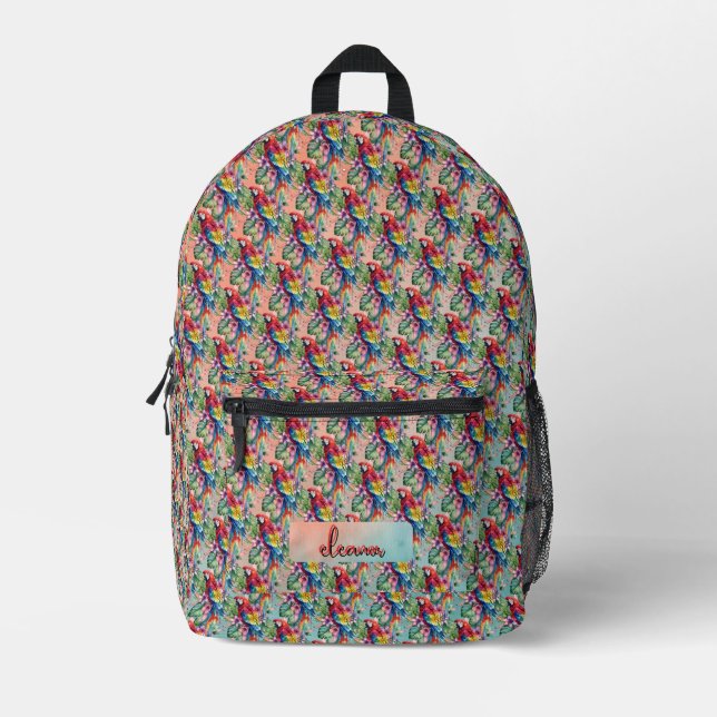 Parrot Printed Backpack (Front)