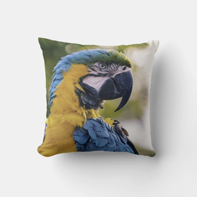 Parrot Profile Portrait Photograph Cushion (Front)