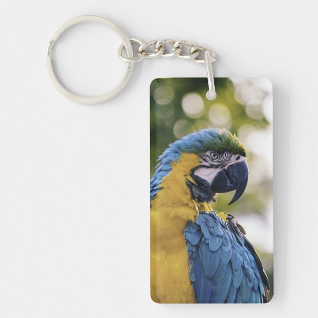 Parrot Profile Portrait Photograph Key Ring (Front)