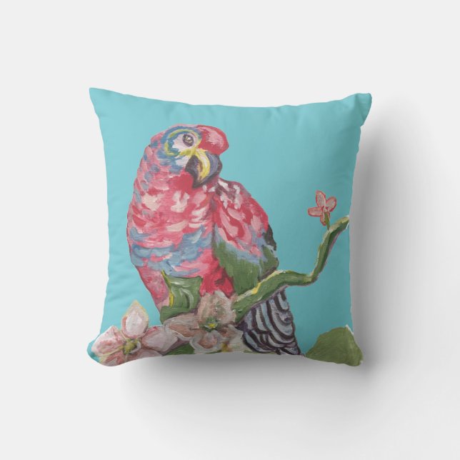 Parrot Rainbow Tropical Turquoise Pillow (Front)