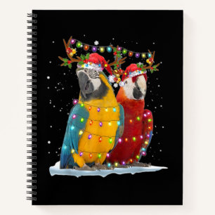 Parrot Reindeer Xmas Light Christmas Ornaments Notebook