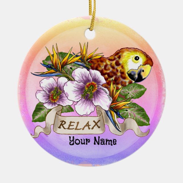 Parrot relax  ceramic ornament (Front)