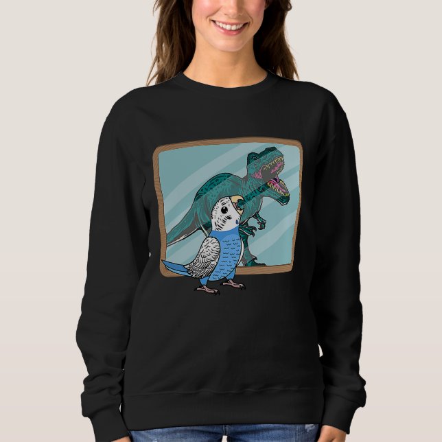 Parrot & Rex Reflection I Blue Budgie Budgerigar Sweatshirt (Front)