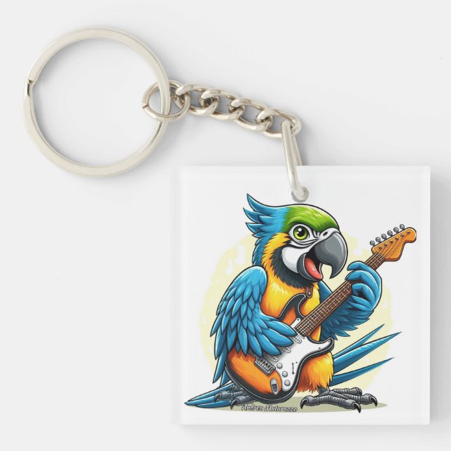 Parrot Rock Music Key Ring (Front)