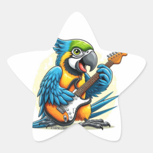 Parrot Rock Music Star Sticker