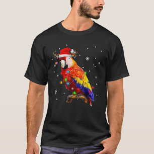 Parrot Santa Hat Reindeer Xmas Light Christmas Paj T-Shirt