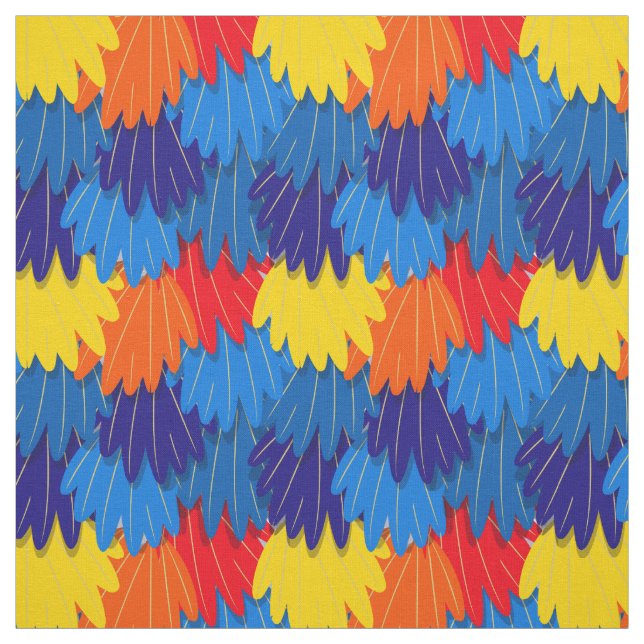 Parrot Scarlet Macaw Feathers Exotic Bird Pattern Fabric (Swatch)