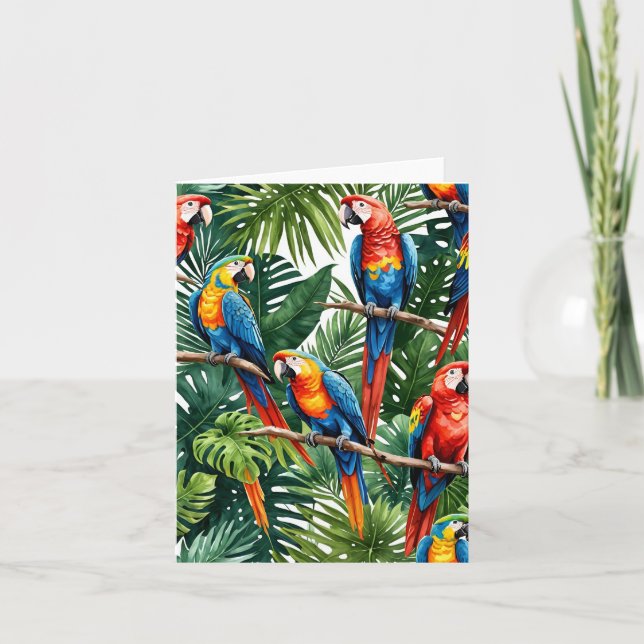 parrot Small, 4" x 5.6" Folded Greeting Card (Front)