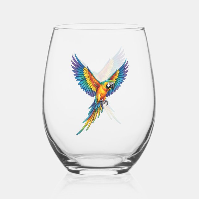 Parrot Stemless Wine Glass (Front)