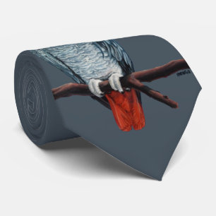 Parrot Tie African Grey Parrot Art Neckties