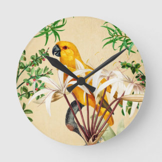 PARROT TROPICAL BIRD 9 ROUND CLOCK