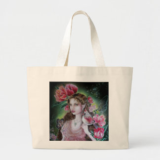 Parrot tulip fairy large tote bag