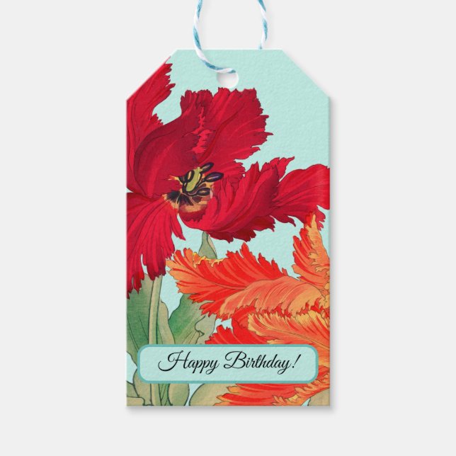 Parrot tulip, Floral  Gift Tags (Front)