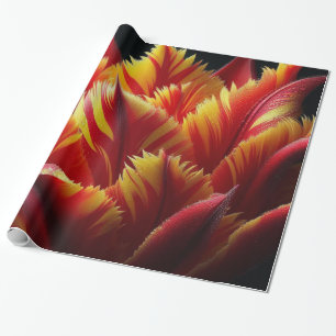 Parrot Tulip Floral Red and Yellow Wrapping Paper