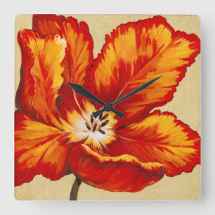 Parrot Tulip I Square Wall Clock