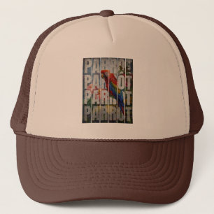Parrot Typography Vintage Nature Forest Trucker Hat
