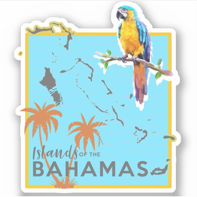 Parrot Vacation Map Bahamas Sticker Cruise (Front)