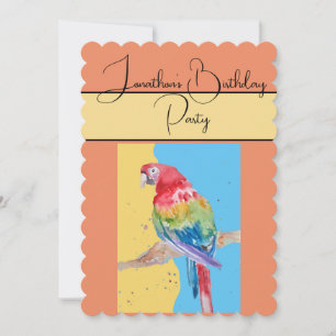 Parrot Watercolor Boys Birthday Party Invitation