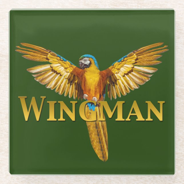 Parrot Wingman Glass Coaster (Front)