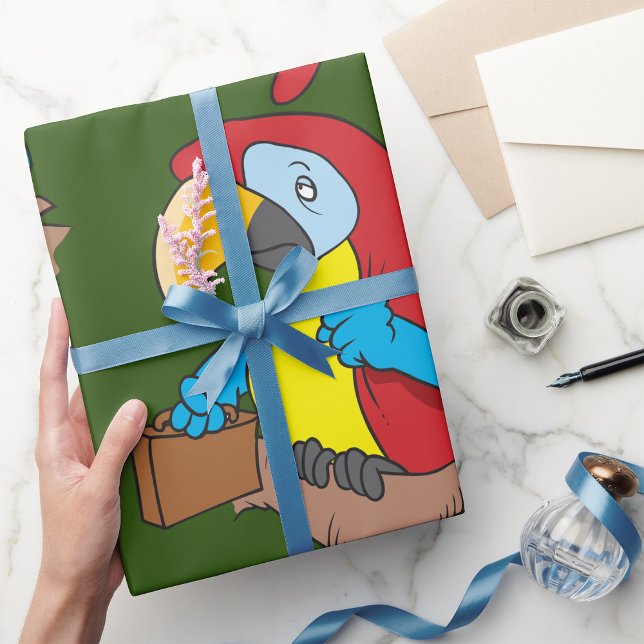 Parrot With A Briefcase Wrapping Paper (Creator Uploaded)