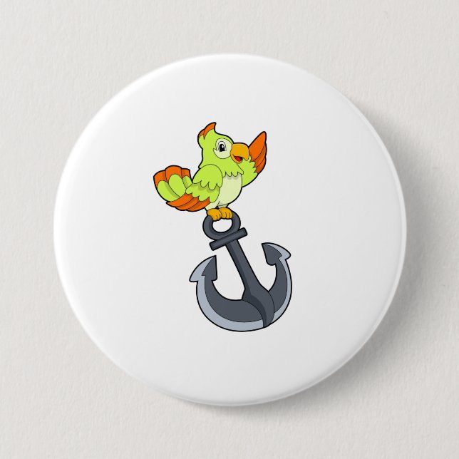 Parrot with Anchor 7.5 Cm Round Badge (Front)
