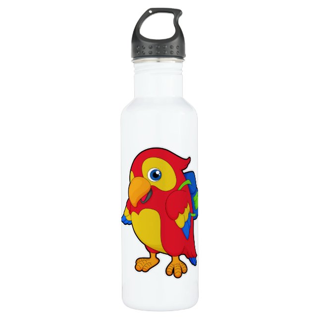 Parrot with Backpack 710 Ml Water Bottle (Front)
