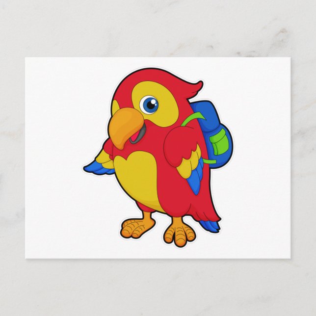 Parrot with Backpack Postcard (Front)