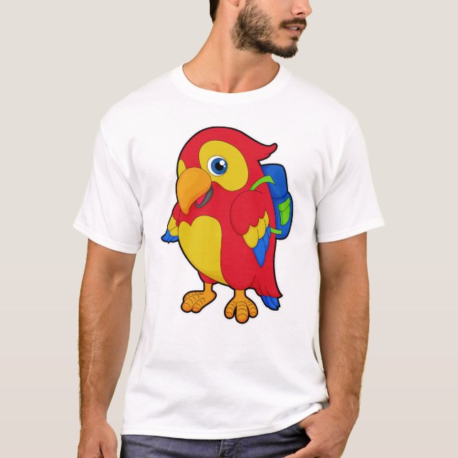 Parrot with Backpack T-Shirt (Front)