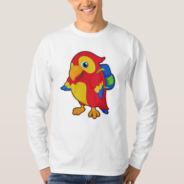 Parrot with Backpack T-Shirt (Front)