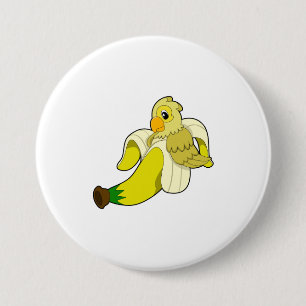 Parrot with Banana 7.5 Cm Round Badge