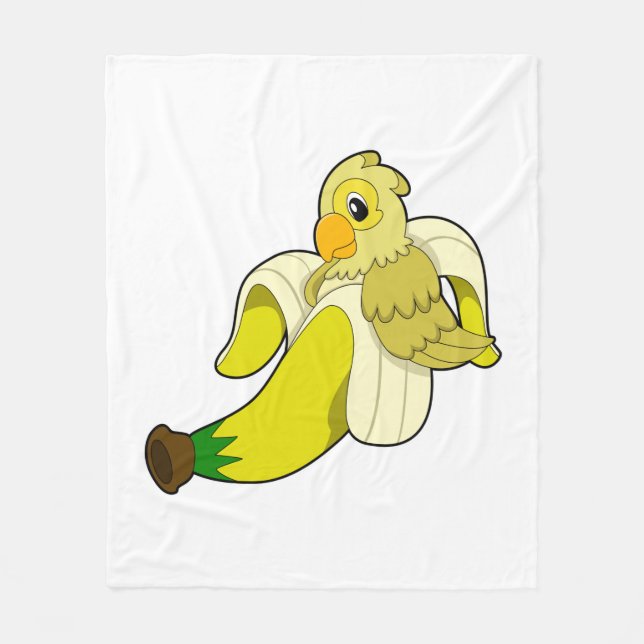 Parrot with Banana Fleece Blanket (Front)