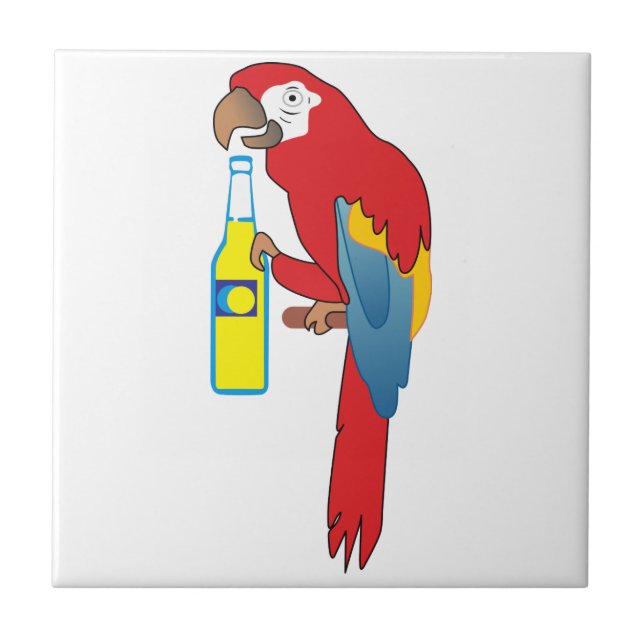 Parrot With Beer Ceramic Tile (Front)