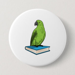 Parrot with Book 7.5 Cm Round Badge
