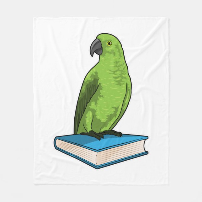Parrot with Book Fleece Blanket (Front)