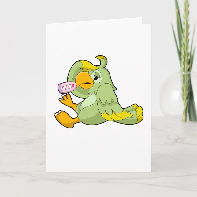 Parrot with Clinical thermometer Card (Front)