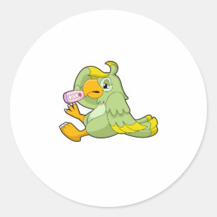 Parrot with Clinical thermometer Classic Round Sticker