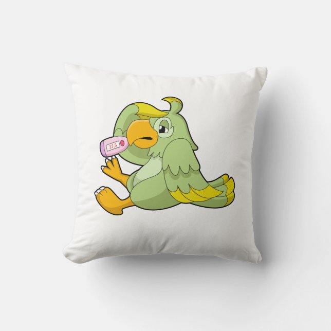 Parrot with Clinical thermometer Cushion (Front)