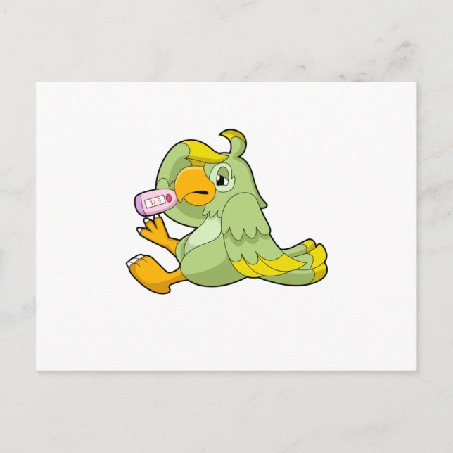 Parrot with Clinical thermometer Postcard (Front)